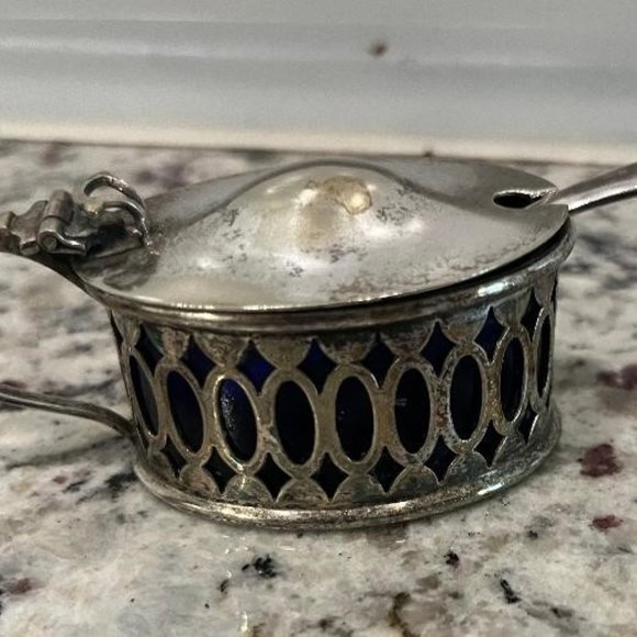 Silver Mustard Pot withe Spoon - Picture 1 of 5